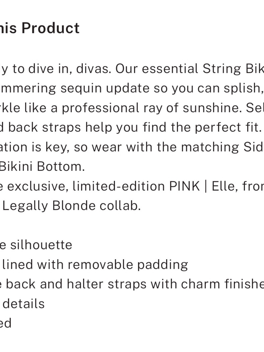 New Victorias Secret PINK Sequin Bikini Top Elle SOLD OUT Legally Blonde - Picture 5 of 5